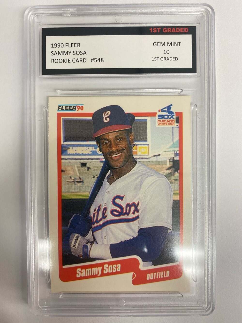 1990 Fleer Sammy Sosa Rookie Card #548 Graded Gem Mint 10